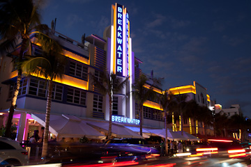 The Breakwater on Ocean Drive, Miami Beach, at twilight