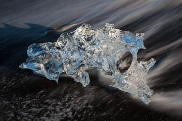Jökulsárlón, where glacial ice flows into the lagoon, and then out to the ocean, Iceland