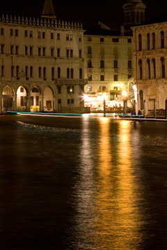 Lights on the canal at night