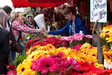 A happy customer at the Columbia Road Market