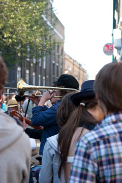 A Brazilan band on Brick Lane